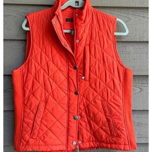 Lauren Ralph Lauren Quilted Puffer Vest Coral Orange Size L Zip Up LRL